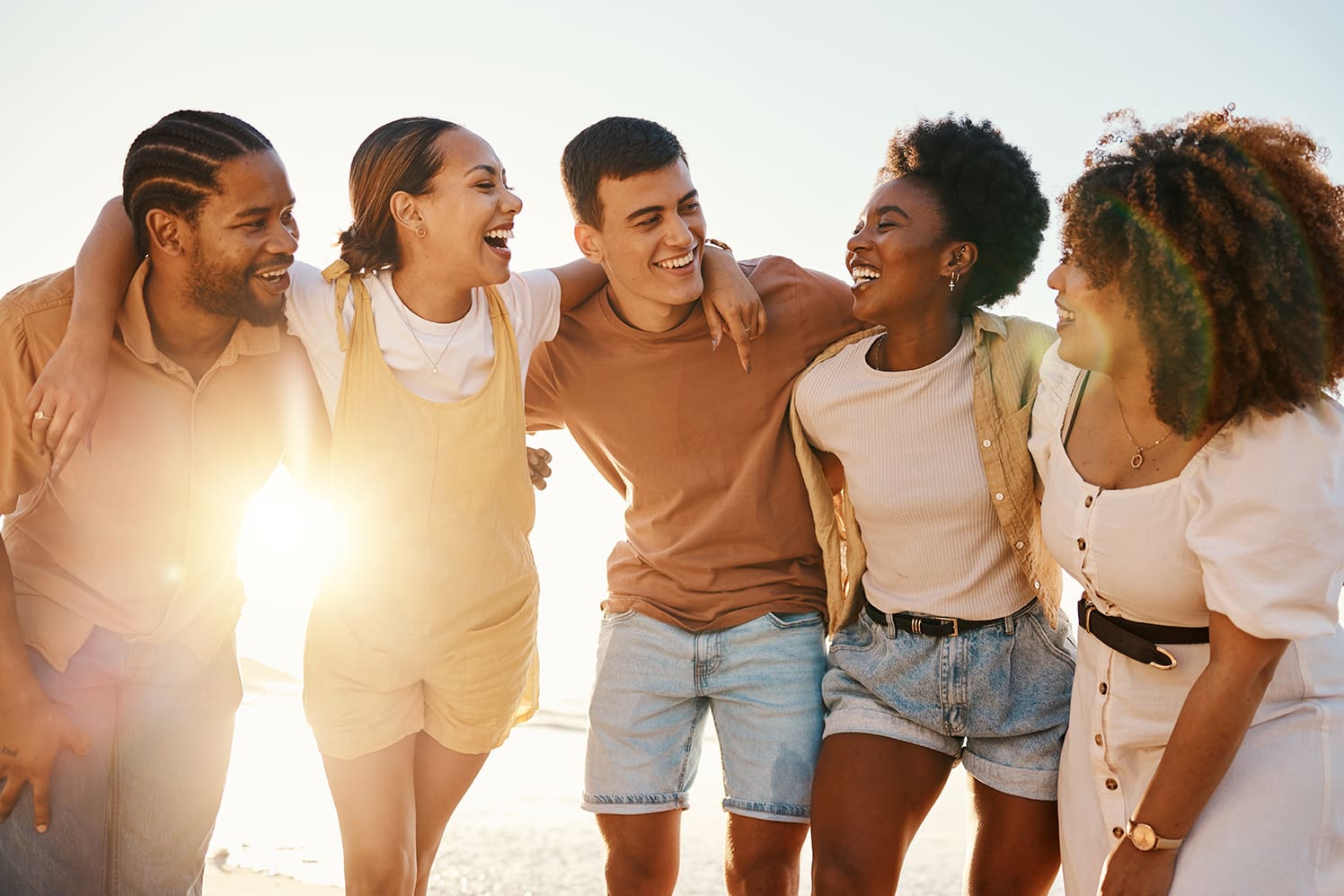 group of friends laughing in Cornelius, NC